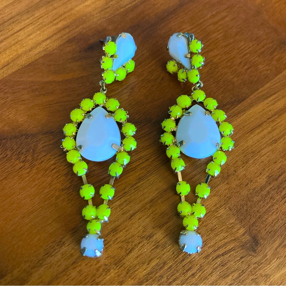 Neon Yellow/White Statement Earrings